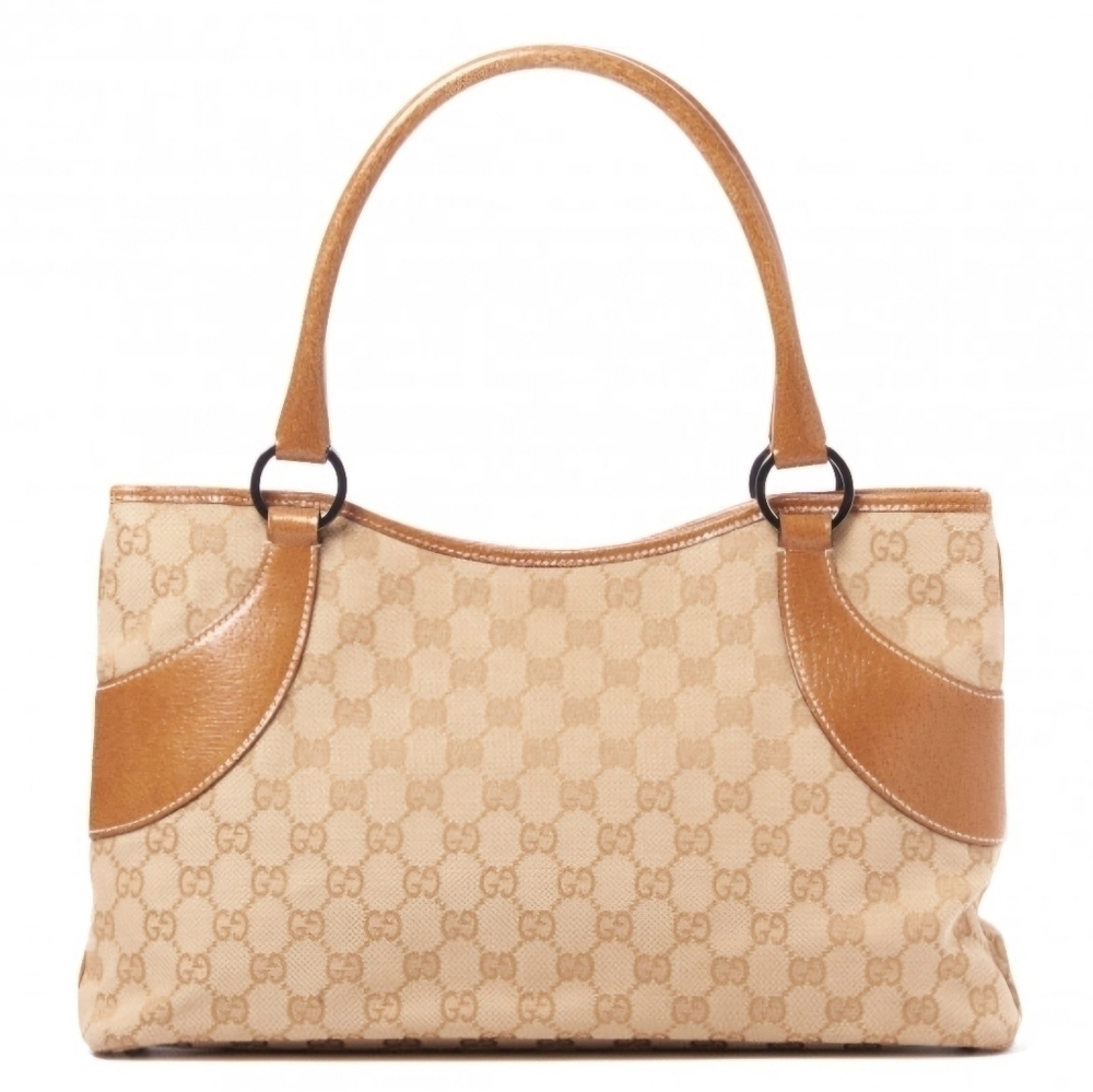 Gucci | Monogram GG Canvas and Brown Leather Tote Shoulder Bag - Picture 2 of 12